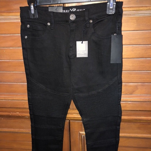 XRay Black Jeans Kids Moto Style Size 10 Stretch - Picture 1 of 4